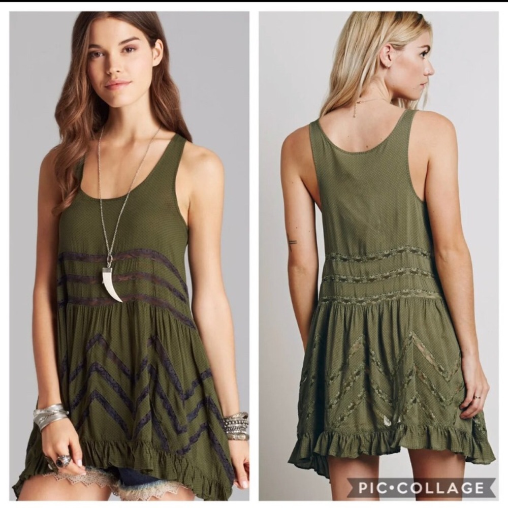 Free people voile lace trapeze dress slip